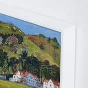 "Fort Baker, Marin Headlands" - Art Print in California Green and Gold by Valerie Hamill - Frame Close-up