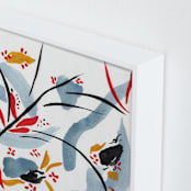 "Bloom on rain" - Art Print in indigo blue by FERNANDA MARTINEZ - Frame Close-up