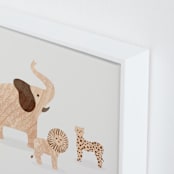 "Wooden Safari Animals" - Art Print in Moon by Dani Lugato - Frame Close-up