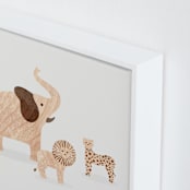 "Wooden Safari Animals" - Art Print in Moon by Dani Lugato - Frame Close-up