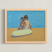"Violet & Zach Intertube" - Art Print in Cerulean Blue by Annie Seaton - Framed