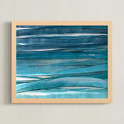 "Oceans Edge" - Art Print in ocean blue by Jenny Phillips - Framed