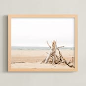 "Beach Bonnie" - Art Print in Sandy Beige by K.Short - Framed
