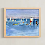 "Kineret" - Art Print in sea blue by Rafael Yaniger - Framed