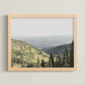 "Mountainous Fog" - Art Print in Forrest Green by Anne Ciotola - Framed