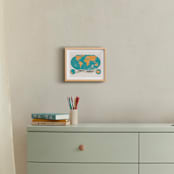 "Map Of The World" - Art Print in Aqua by GeekInk Design - In a Room
