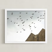 "Lost in Flight" - Art Print in Overcast Gray by Margaret Edith - Framed
