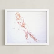 "Taking a break" - Art Print in burnt sieanna by Patricia Robitaille - Framed