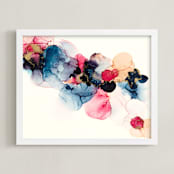 "Bloom Mixer" - Art Print in Sapphire Blue by Three Kisses Studio - Framed