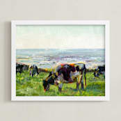"Marin Cows" - Art Print in Holstein by Alex Elko Design - Framed