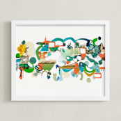 "Green Hills" - Art Print in Verdant Green by Erin McCluskey Wheeler - Framed