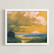 "Orange Lake" - Art Print in Bold Orange by Stephanie Goos Johnson - Framed