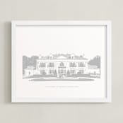 "Your Venue: Custom Letterpress Print" - Custom Letterpress Print in Cool Grey by Minted - Framed