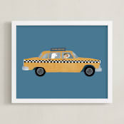 "New York" - Personalized Art Print in Taxi by Jenna Holcomb - Framed