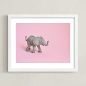 "Toy Elephant" - Art Print in Pretty Pink by Kinga Subject - Framed