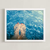 "Relax" - Art Print in Pool Blue by Erin Beutel - Framed