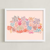 "Botanical Garden SF" - Art Print in Peach by Katja Ollendorff - Framed