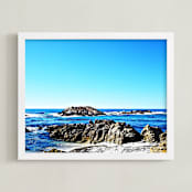 "The View from Pebble Beach" - Art Print in Marine blue by NSMARK - Framed