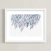 "Dreaming of Leaves" - Art Print in White by Priscilla Lee - Framed