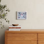 "Light Blue, Gray, and Pink Abstract Art" - Art Print in light bluish gray by Caryn Owen - In a Room