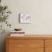 "Wanderlust world map" - Art Print in Taupe and grey by Rosana Laiz Blursbyai - In a Room