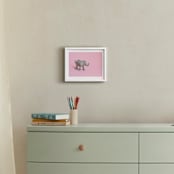 "Toy Elephant" - Art Print in Pretty Pink by Kinga Subject - In a Room