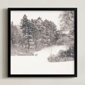 "Play on a Winters Day 2" - Art Print in Warm Gray Taupe by Jacquelyn Sloane Siklos - Framed