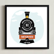 "T is for Train" - Personalized Art Print in Coal by Anupama - Framed
