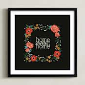 "Home Sweet Home" - Art Print in Charcoal by Melissa Kelman - Framed