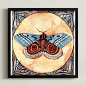 "Moth Study I" - Art Print in Light Blue by Stephanie Toral - Framed