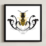 "Golden Beetle" - Art Print in Black & Gold by Katrina Leandro - Framed