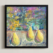 "Three Pears" - Art Print in Golden Yellow by Lisa McLean - Framed