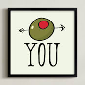 "Olive (I Love) You" - Art Print in Olive Green by Molly Lasee - Framed