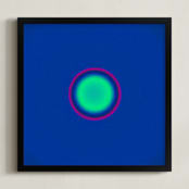 "Sun in the dust. Variations 21" - Art Print in Chroma Blue Green Dot by Arash Fattahi Acosta - Framed
