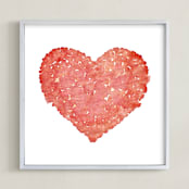 "Watercolor I Heart You to Pieces" - Art Print in Rose by Belia Simm - Framed