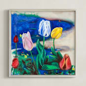 "Blossoming Waters II" - Art Print in Liquid Denim by Curtis Newkirk - Framed