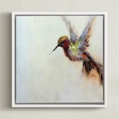 "The Humbly Hummingbird " - Art Print in orange by Amanda Faubus - Framed Canvas