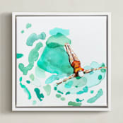 "Float" - Art Print in Aqua by Betty Hatchett - Framed Canvas