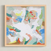 "Khaki Swirled" - Art Print in Blue with Khaki by Owen Design Studio - Framed