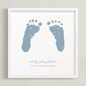 "Footprints: Custom Letterpress Print" - Custom Letterpress Print in Dusk Blue by Minted - Framed