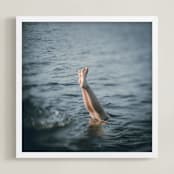 "Just off the dock I" - Art Print in Steel Blue by Jacquelyn Sloane Siklos - Framed