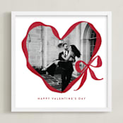 "Ribbon Bow Heart: Square Framed Photo" - Framed Photo in Cherry by Rebecca Durflinger - Framed