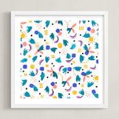 "Geometric plants" - Art Print in White by FERNANDA MARTINEZ - Framed