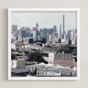 "NYC View" - Art Print in Steel Grey by Hadas Tal - Framed