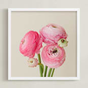 "Friendly Flowers" - Art Print in cotton candy pink by Michelle Westling - Framed