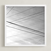 "Skywires 20" - Art Print in Misty White by Sonia L. Johansen - Framed