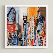 "Lost in Translation Abstract" - Art Print in Desert Gold by Melanie Biehle - Framed