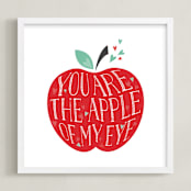 "Lettered Apple of My Eye" - Art Print in Crimson Red by curiouszhi - Framed