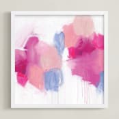 "Storm In A TeaCup" - Art Print in Pink Blue White by Julie Hawkins - Framed