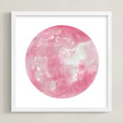 "Flower Moon" - Art Print in Floral Pink by Emily Magone - Framed